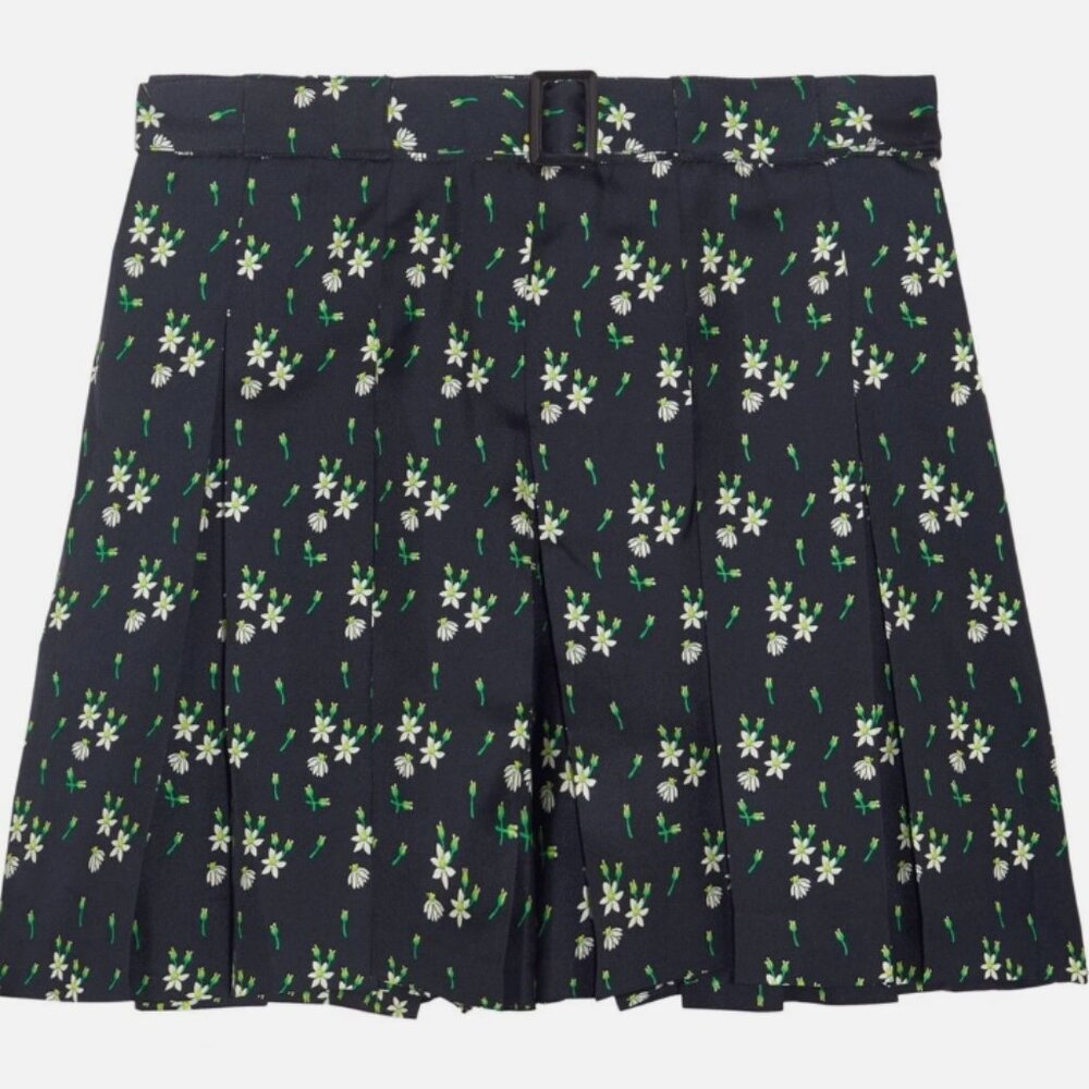 A.P.C. Floral Pleated Skort | Navy Mini Skirt Shorts | Size 40